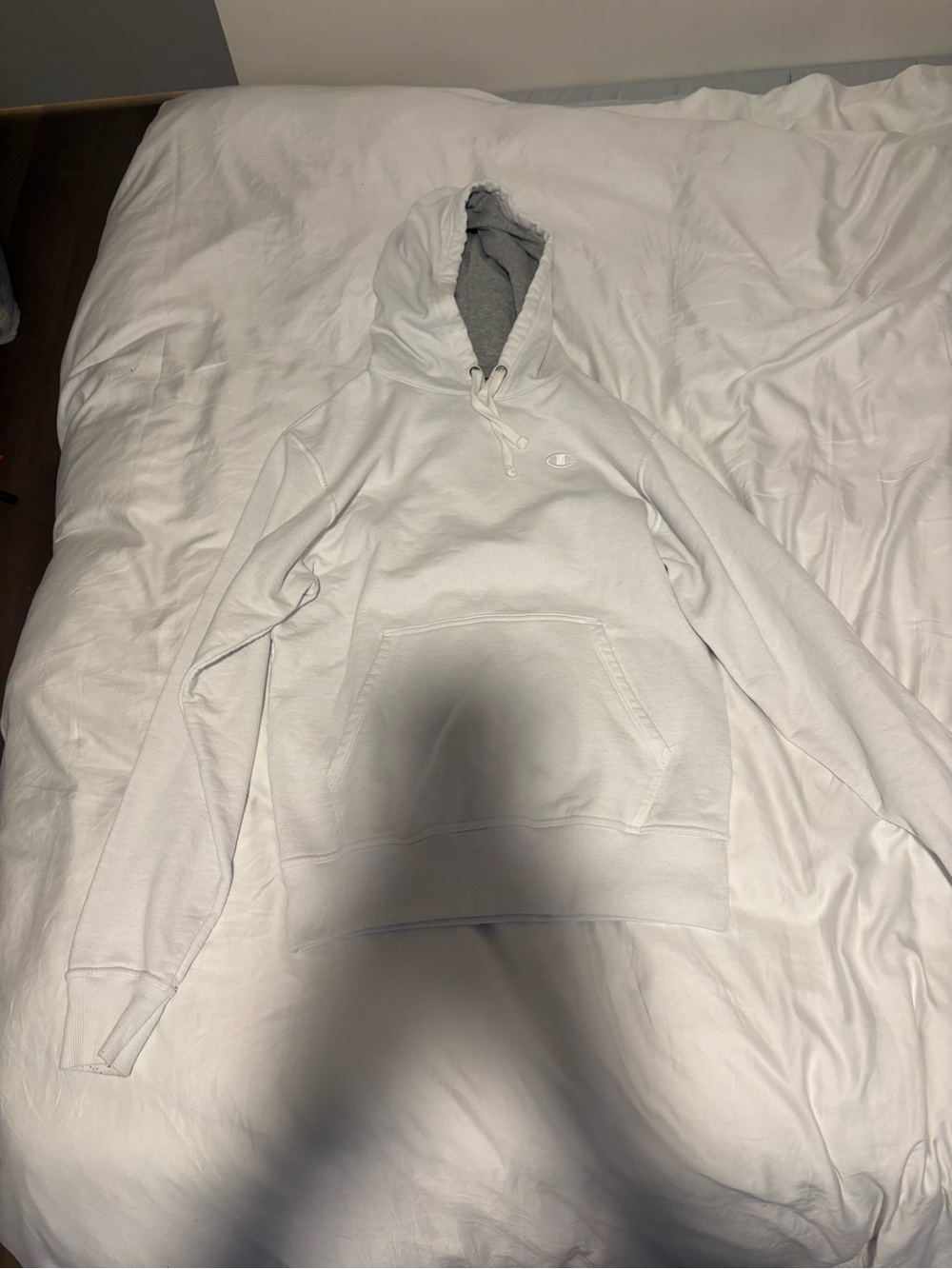 Champion White Pullover Hoodie with Subtle Logo